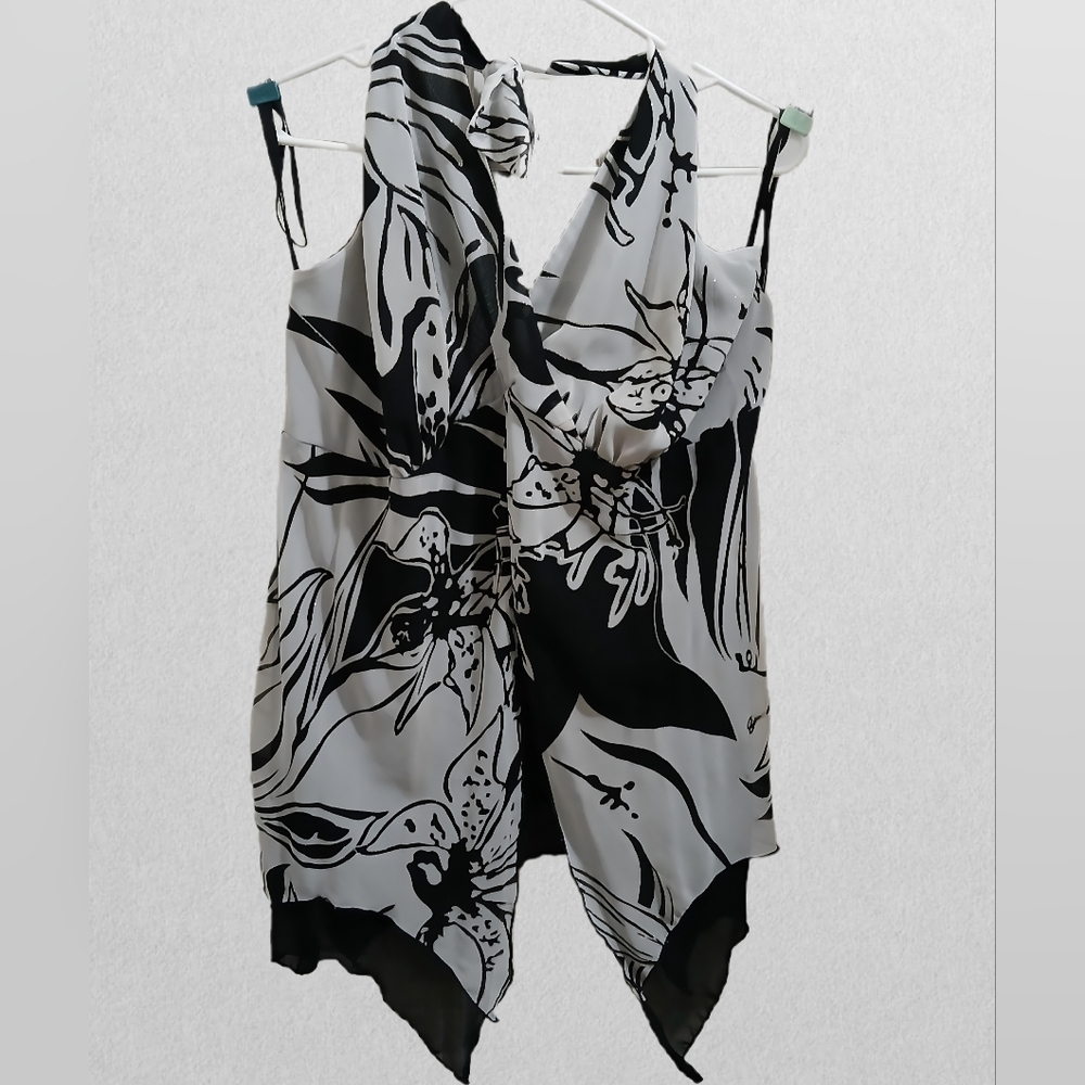 Lane Bryant Black and White Floral Halter Top, 18, NWT